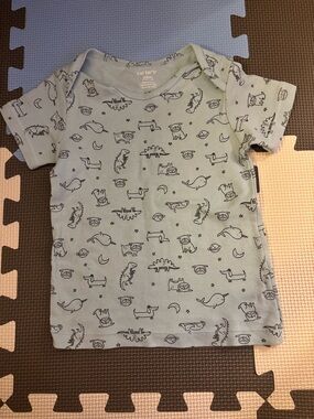 Carter's Light Blue Short Sleeve Tee with Black Animal & Space Print